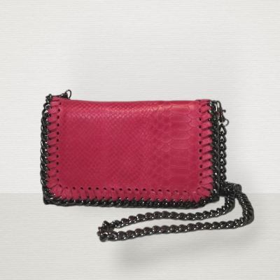 Crossbody leather bag L-01 Fuchsia
